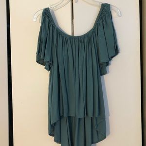 Altar’d state, off the shoulder, high low top